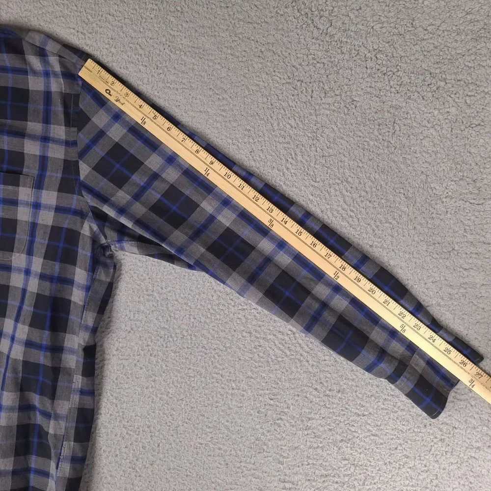 J. Crew Shirt Mens XL Gray‎ Black Blue Button Down Long Sleeve Preppy Casual